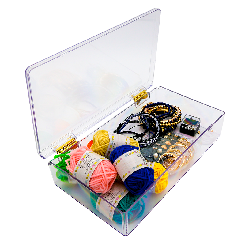 reusable hinged box with craft items