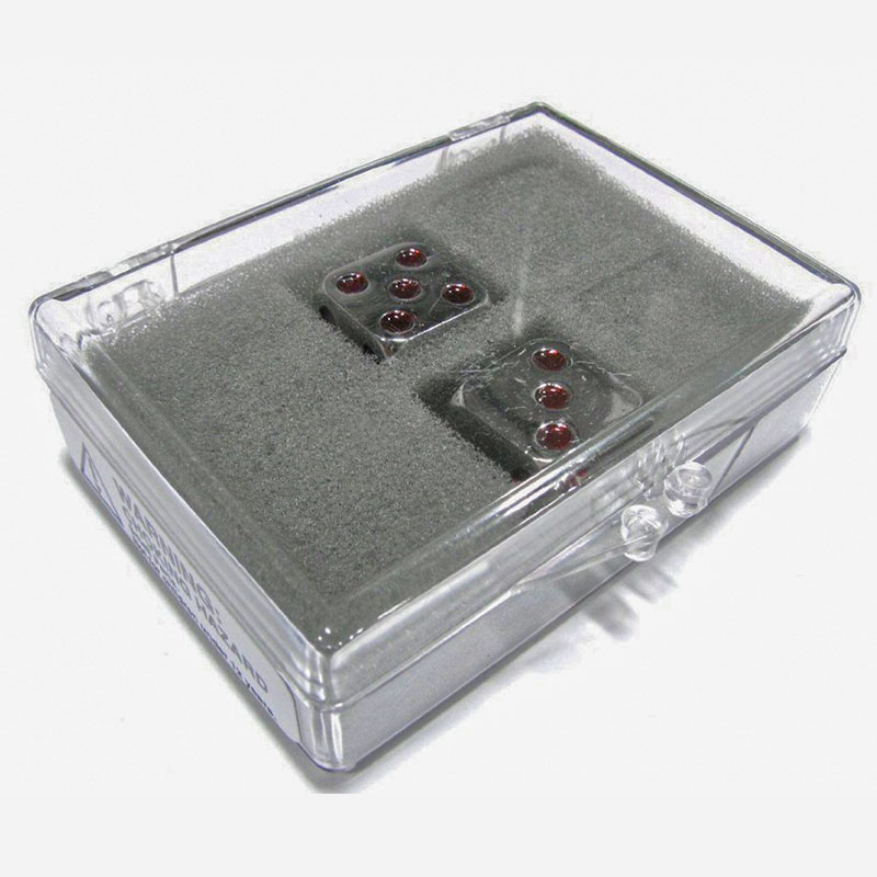 dice in a hinged plastic