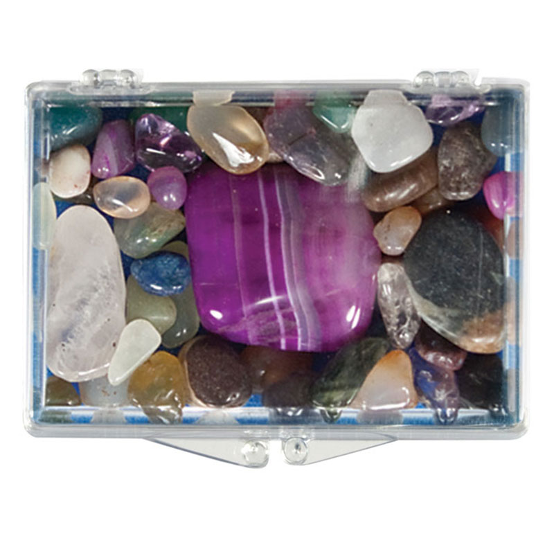 museum gemstones in hinged plastic box