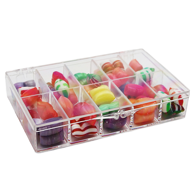 candy in a hinged plastic box